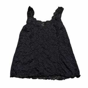 90s Italian Vintage Gina Benotti Floral Lace Cami Top (Black) Size S/M
